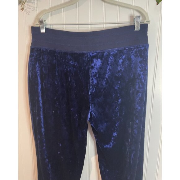 Calvin Klein Navy Crushed Velvet Lounge Pants Large Drawstring Waist - Picture 4 of 12